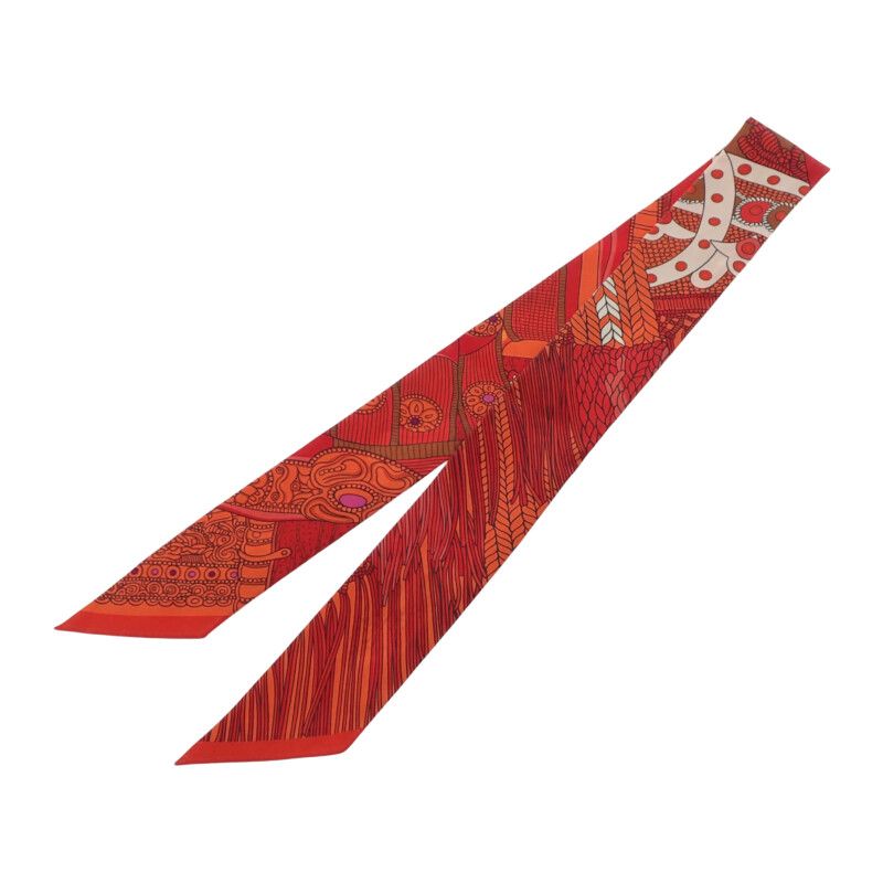 Hermes Selle de Dignitaire Dignitary's Saddle Scarf Silk Orange Red Horse — view 2