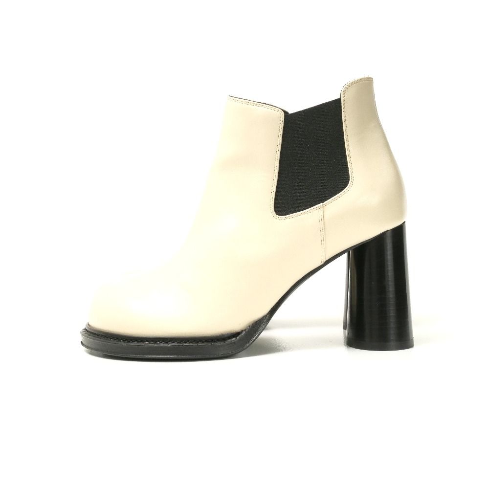 Bottega Veneta Boots Side Gore Chelsea High Heel Cream Black 36 — view 2