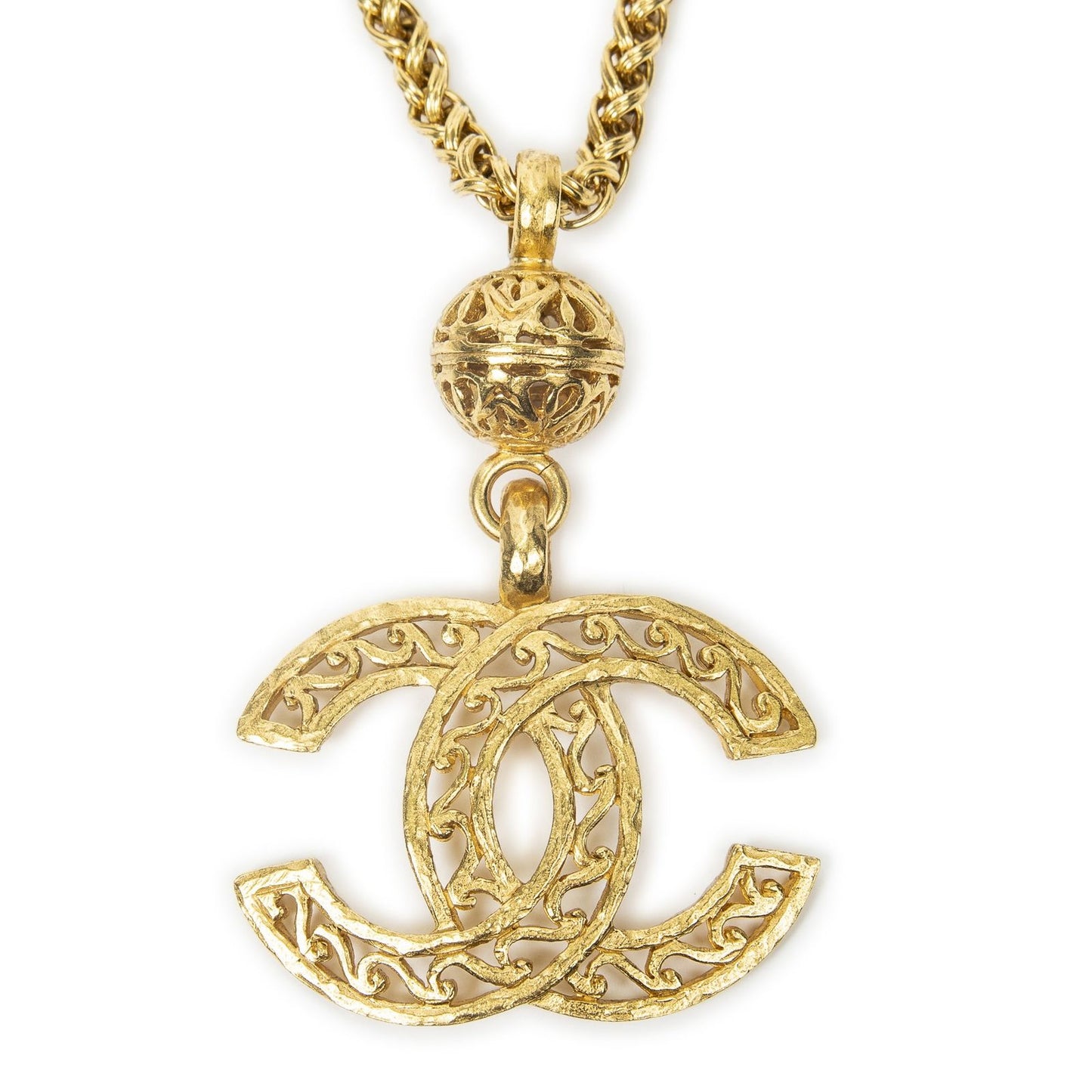 Chanel CC Logo Pendant Necklace Gold Plated — view 2