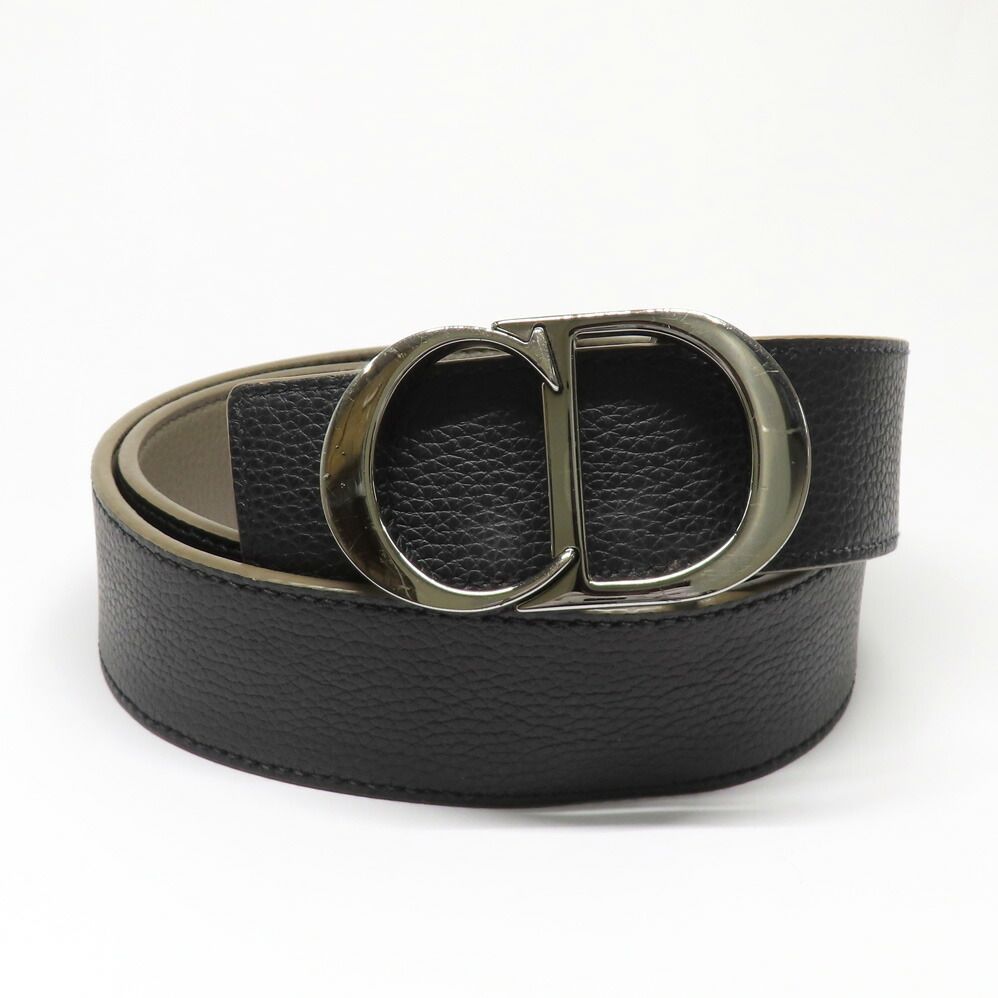 Dior CD Icon Logo Buckle Silver Metal Strap Reversible Black — view 4