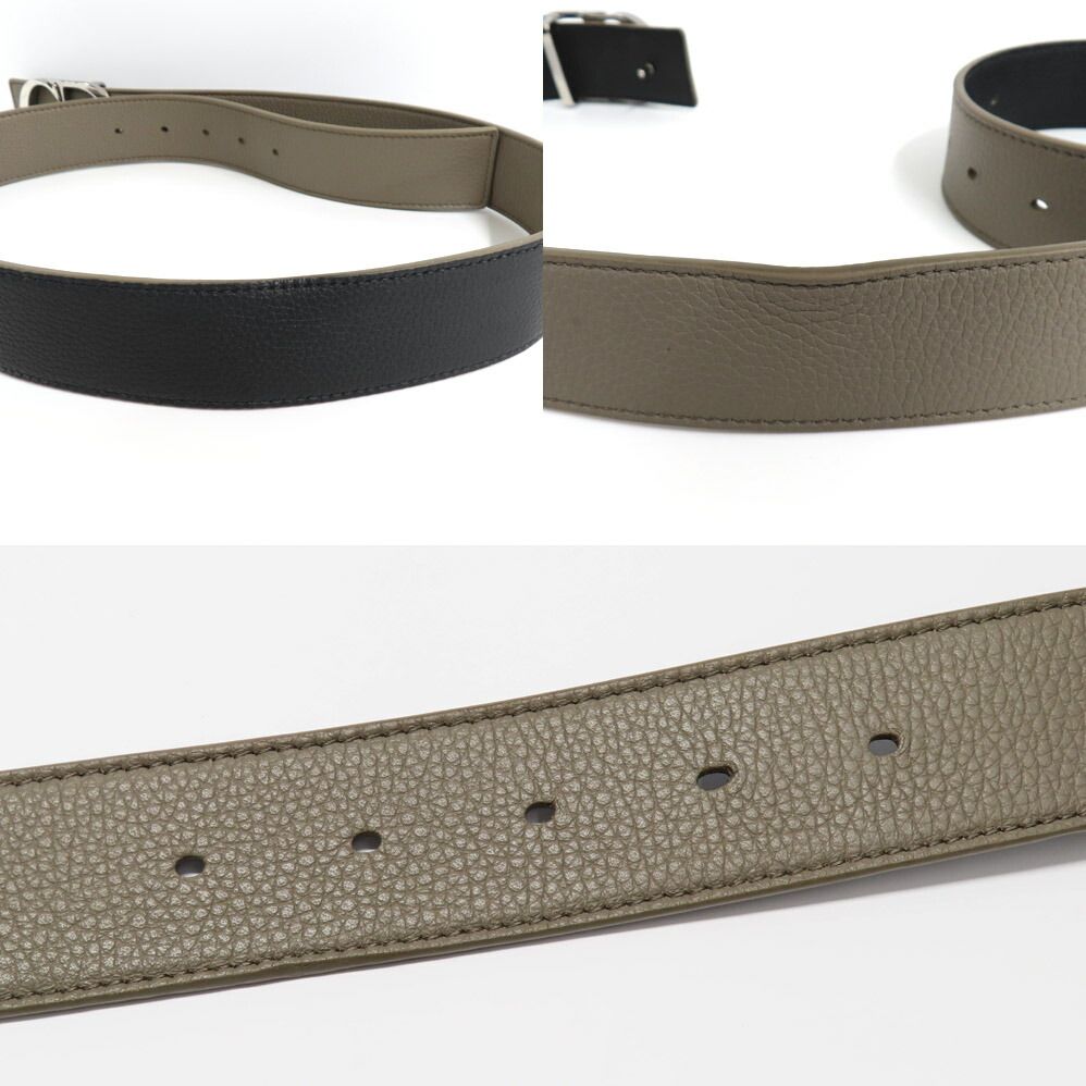 Dior CD Icon Logo Buckle Silver Metal External Belt Reversible Black — view 9