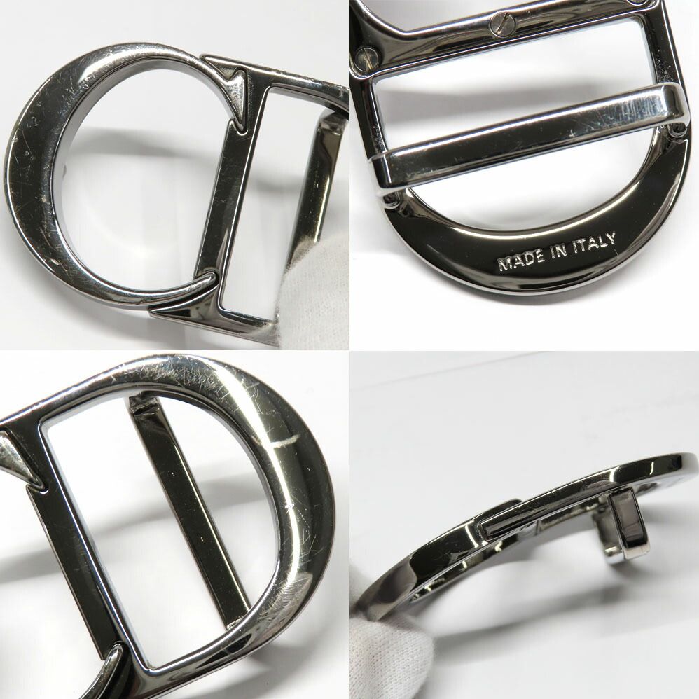 Dior CD Icon Logo Buckle Silver Metal External Belt Reversible Black — view 7