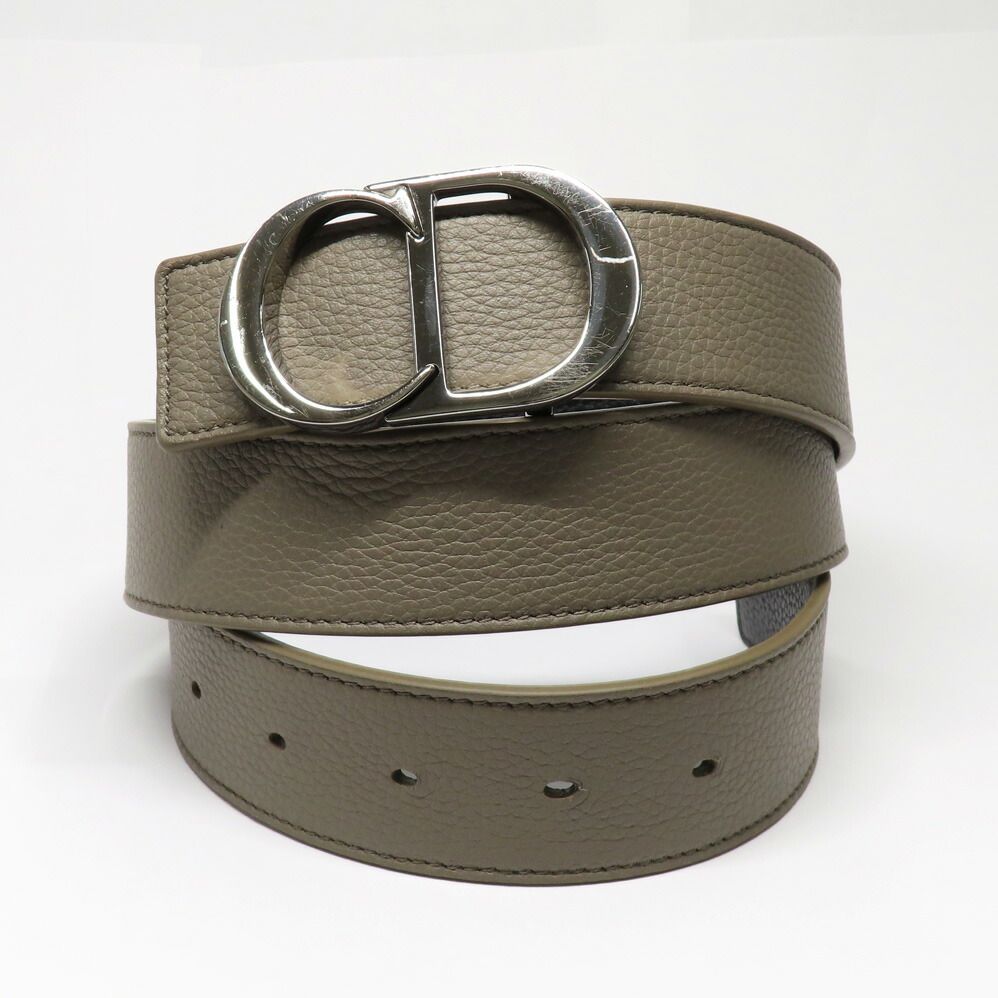 Dior CD Icon Logo Buckle Silver Metal Strap Reversible Black — view 3