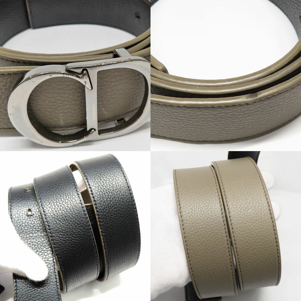 Dior CD Icon Logo Buckle Silver Metal Strap Reversible Black — view 8