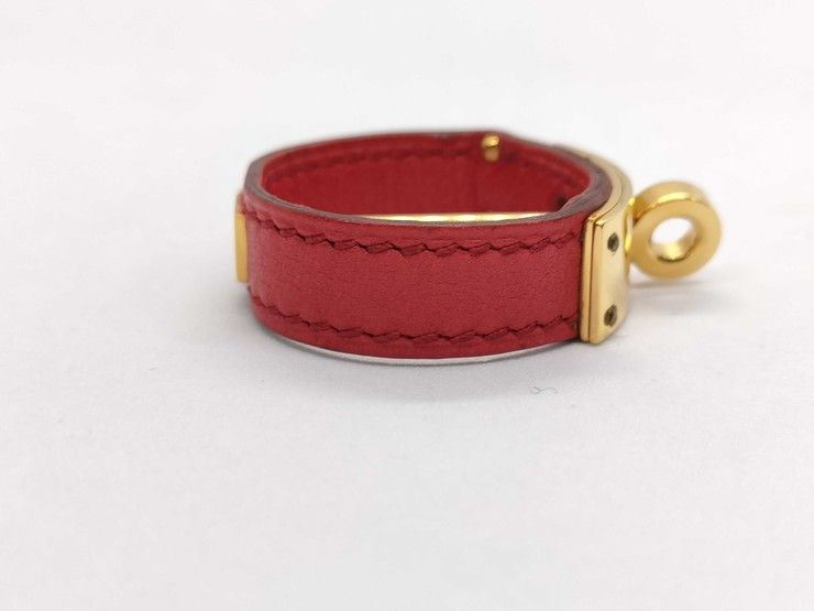Hermes Scarf Ring Kelly Gold Red Leather — view 4