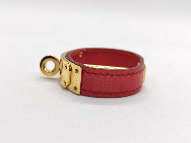 Hermes Scarf Ring Kelly Gold Red Leather — view 2