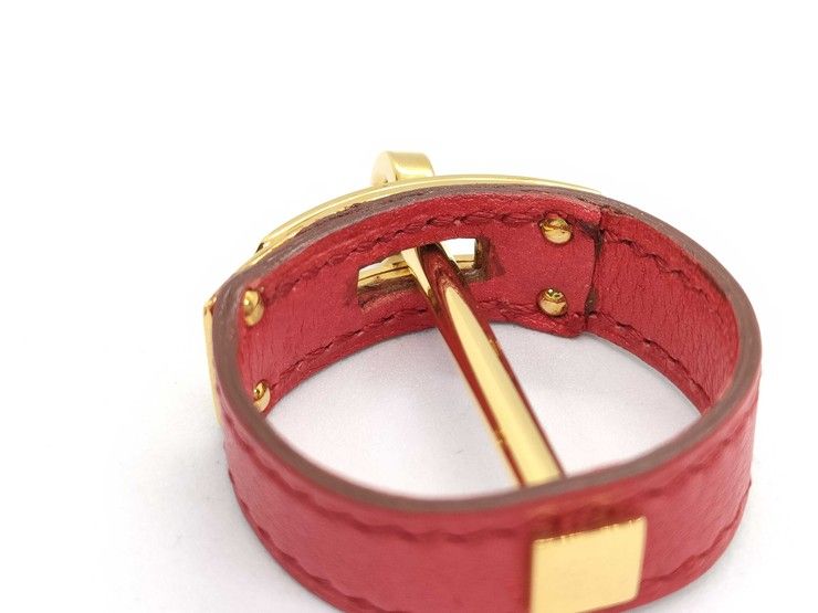 Hermes Scarf Ring Kelly Gold Red Leather — view 5