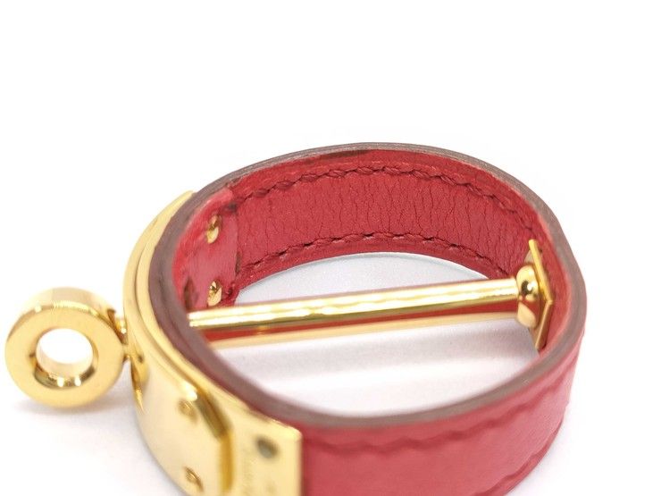 Hermes Scarf Ring Kelly Gold Red Leather — view 6