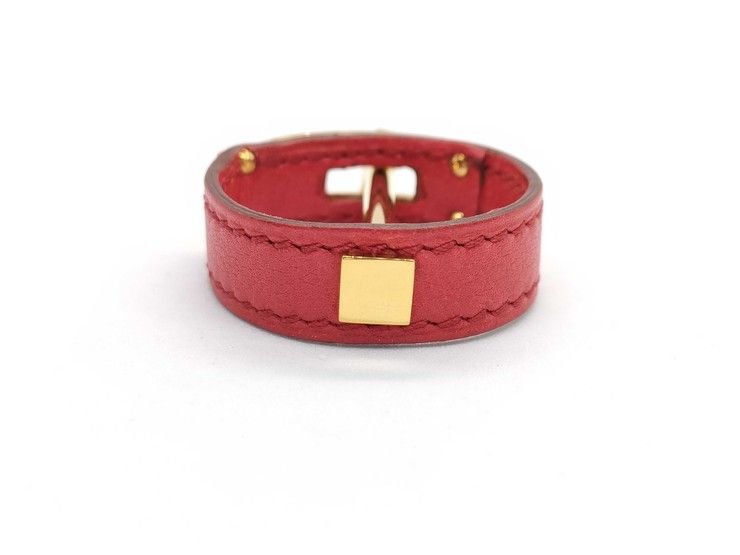 Hermes Scarf Ring Kelly Gold Red Leather — view 3