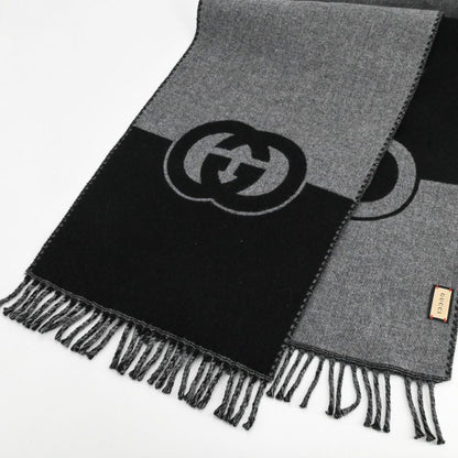 Gucci Scarf Wool Black Gray — view 3