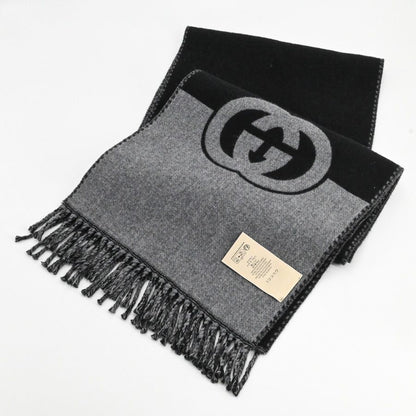 Gucci Scarf Wool Black Gray — view 2
