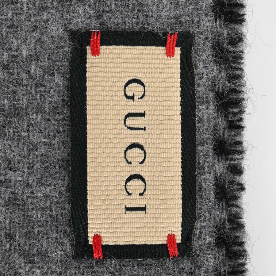 Gucci Scarf Wool Black Gray — view 4