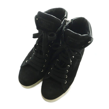 Prada Sport High-Top Sneakers Shoes Thick Sole Suede Black 35.5 — view 2
