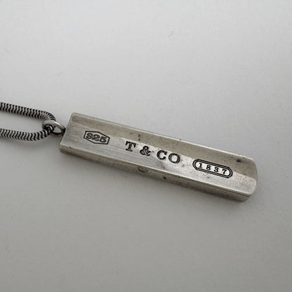 Tiffany & Co Narrow Bar Necklace Silver Wo — view 2