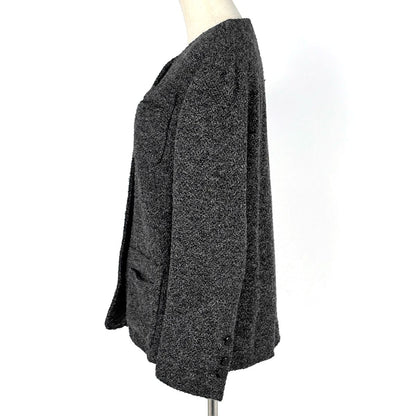 Chanel CC Logo Button Collarless Jacket Wool Alpaca — view 2