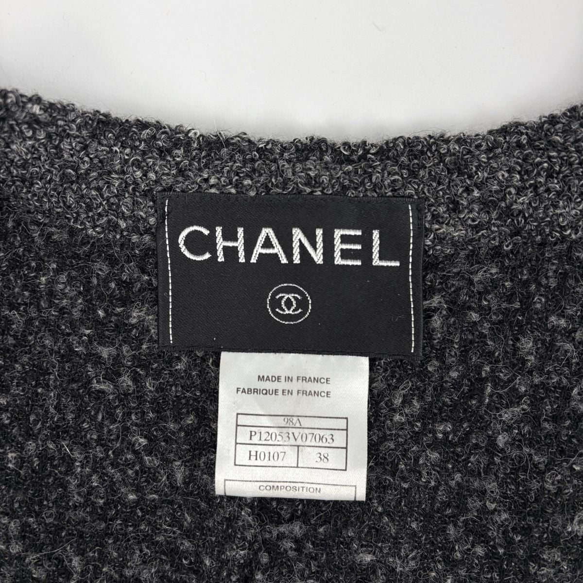 Chanel CC Logo Button Collarless Jacket Wool Alpaca — view 8