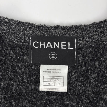 Chanel CC Logo Button Collarless Jacket Wool Alpaca — view 8