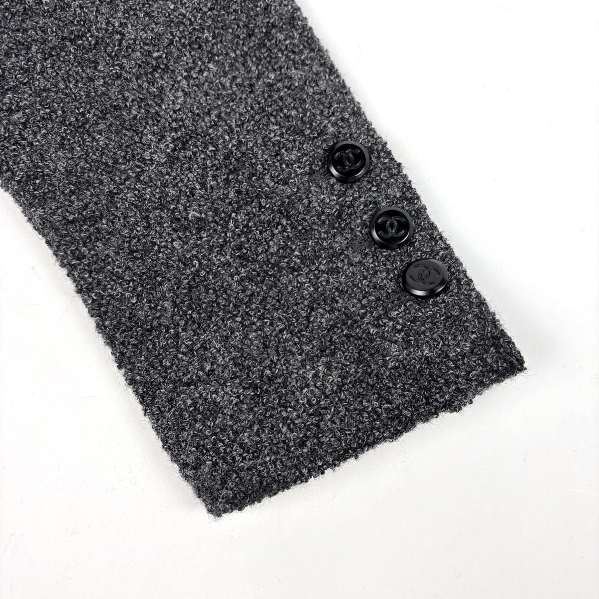 Chanel CC Logo Button Collarless Jacket Wool Alpaca — view 5