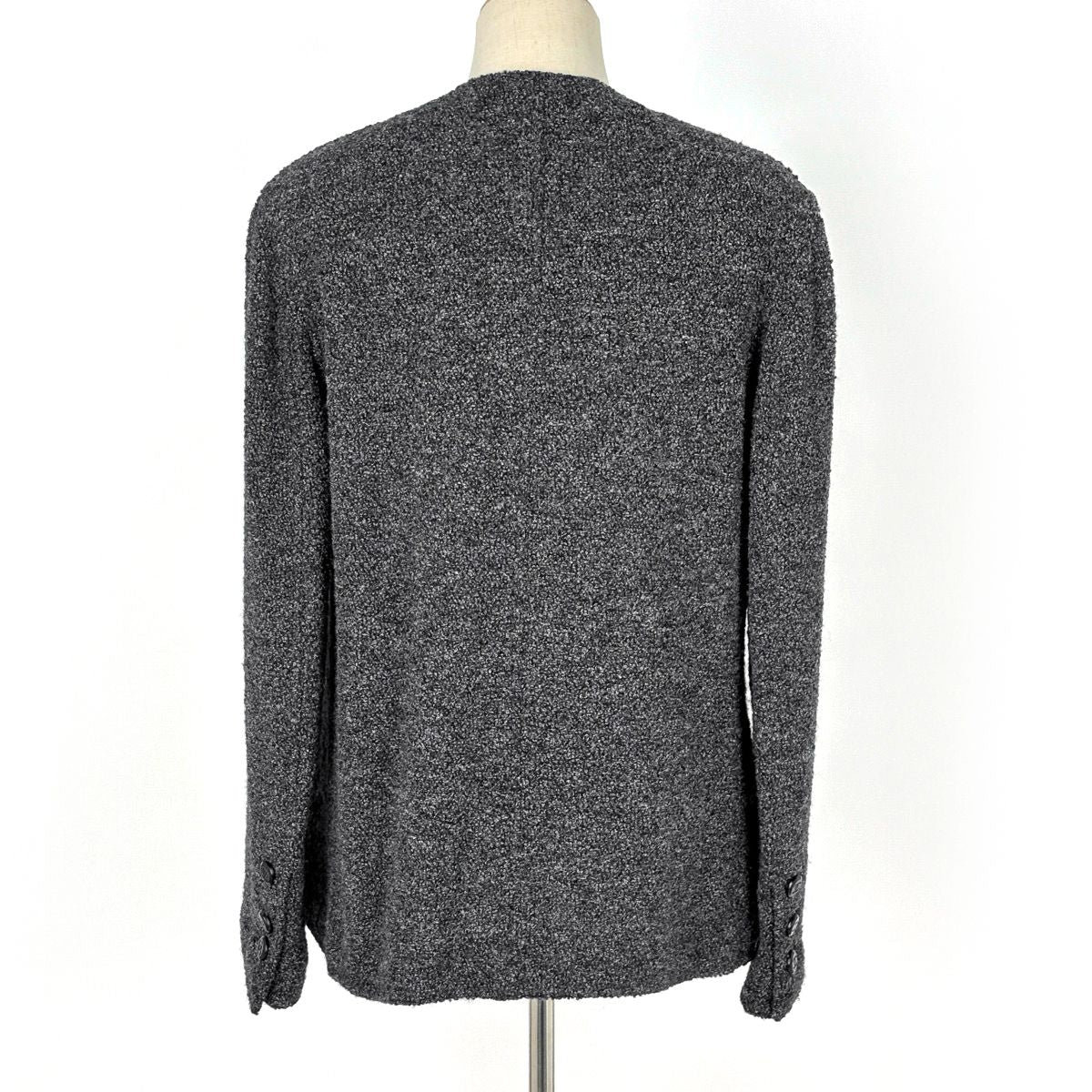 Chanel CC Logo Button Collarless Jacket Wool Alpaca — view 3
