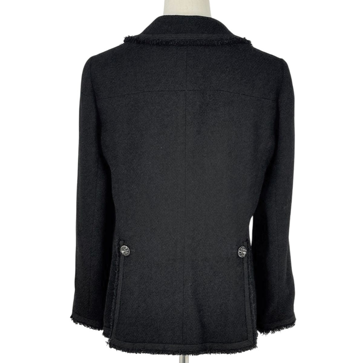 Chanel CC Logo Button Tweed Jacket Tailored Wool — view 3