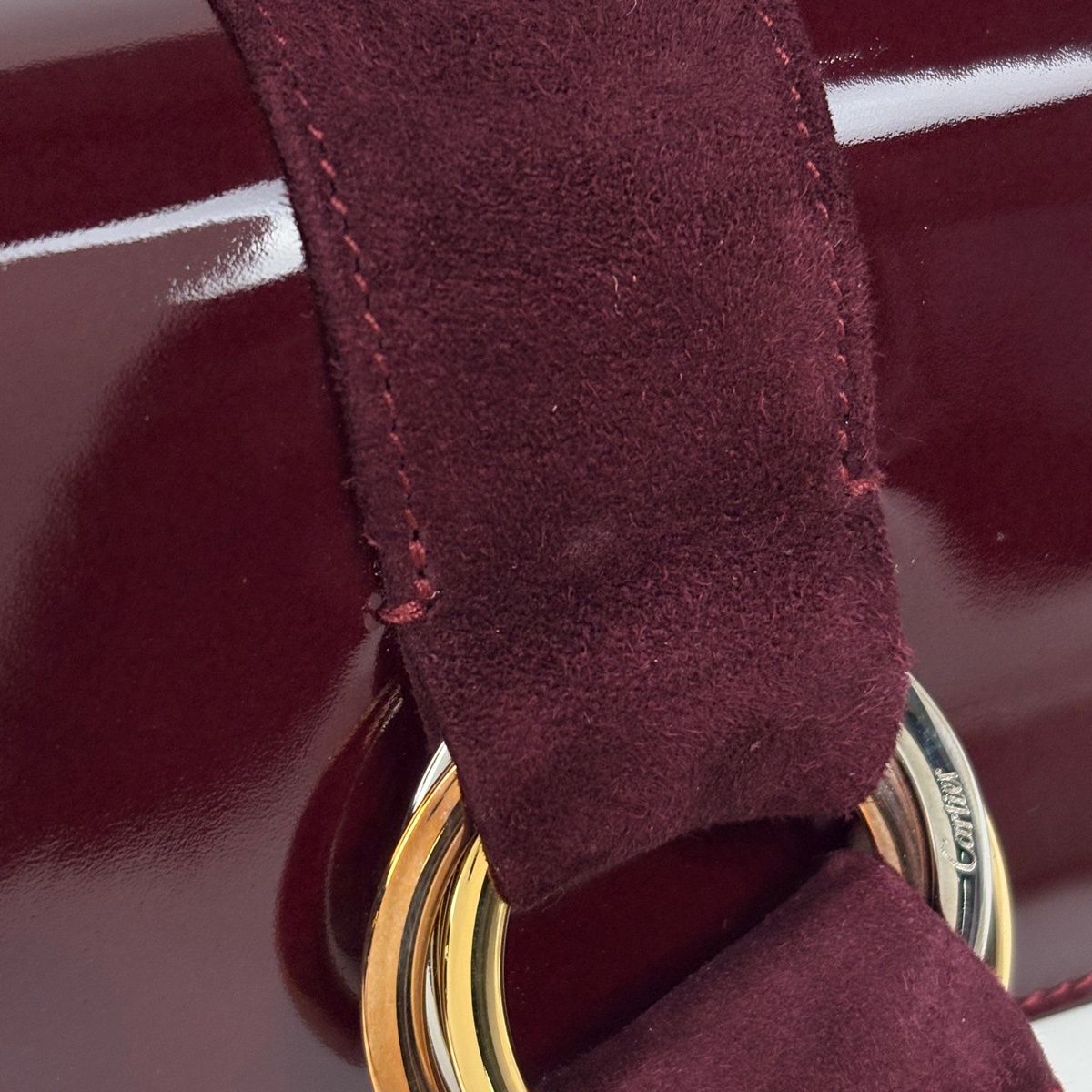 Cartier Trinity Trifold Wallet Billfold Coin Purse Enamel Bordeaux — view 4