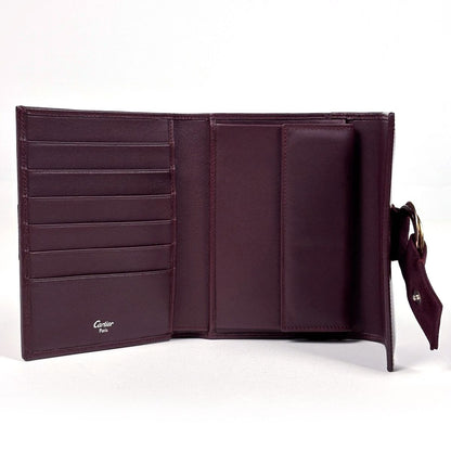 Cartier Trinity Trifold Wallet Billfold Coin Purse Enamel Bordeaux — view 7