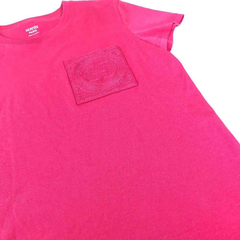 Hermes Dress Embroidered Mosaic Logo Pocket Cotton Pink — view 5