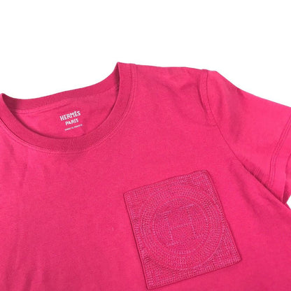 Hermes Dress Embroidered Mosaic Logo Pocket Cotton Pink — view 3