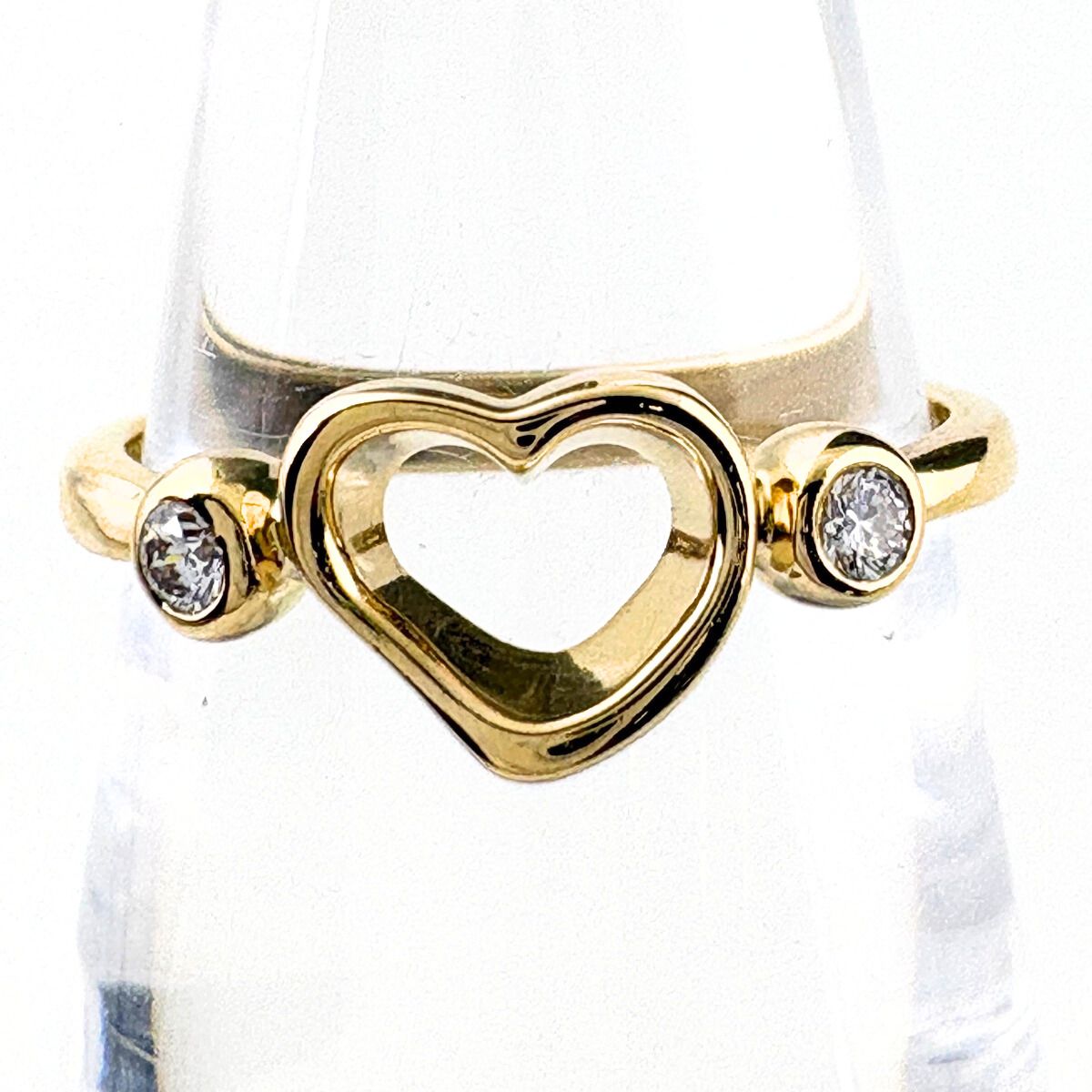 Tiffany & Co Open Heart Diamond Ring YG Yellow Gold Pave — view 2