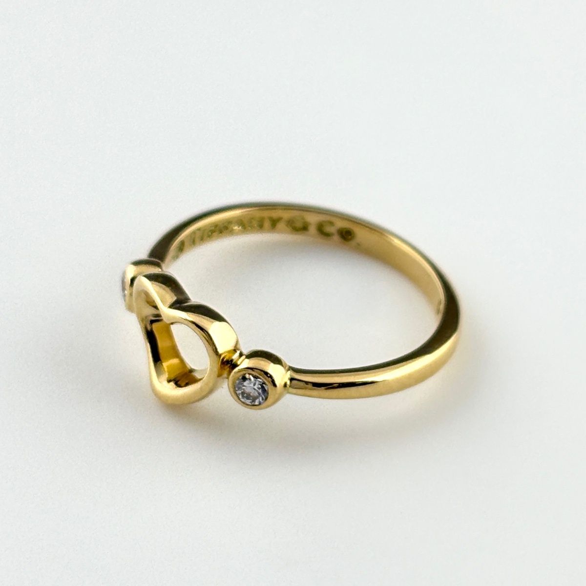 Tiffany & Co Open Heart Diamond Ring YG Yellow Gold Pave — view 4