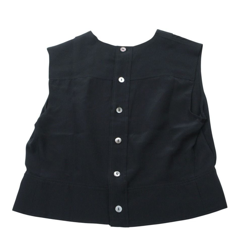 Chanel Silk Cropped Blouse Shirt Sleeveless Short Length with Collar — view 2