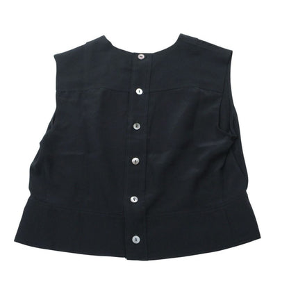 Chanel Silk Cropped Blouse Shirt Sleeveless Short Length with Collar — view 2