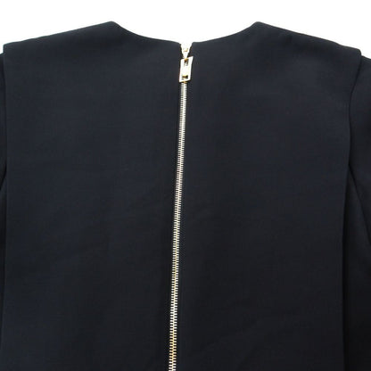 Louis Vuitton Dress Short Sleeve LV Logo Gold Button Wool Silk 36 S Black — view 7