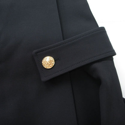 Louis Vuitton Dress Short Sleeve LV Logo Gold Button Wool Silk 36 S Black — view 6