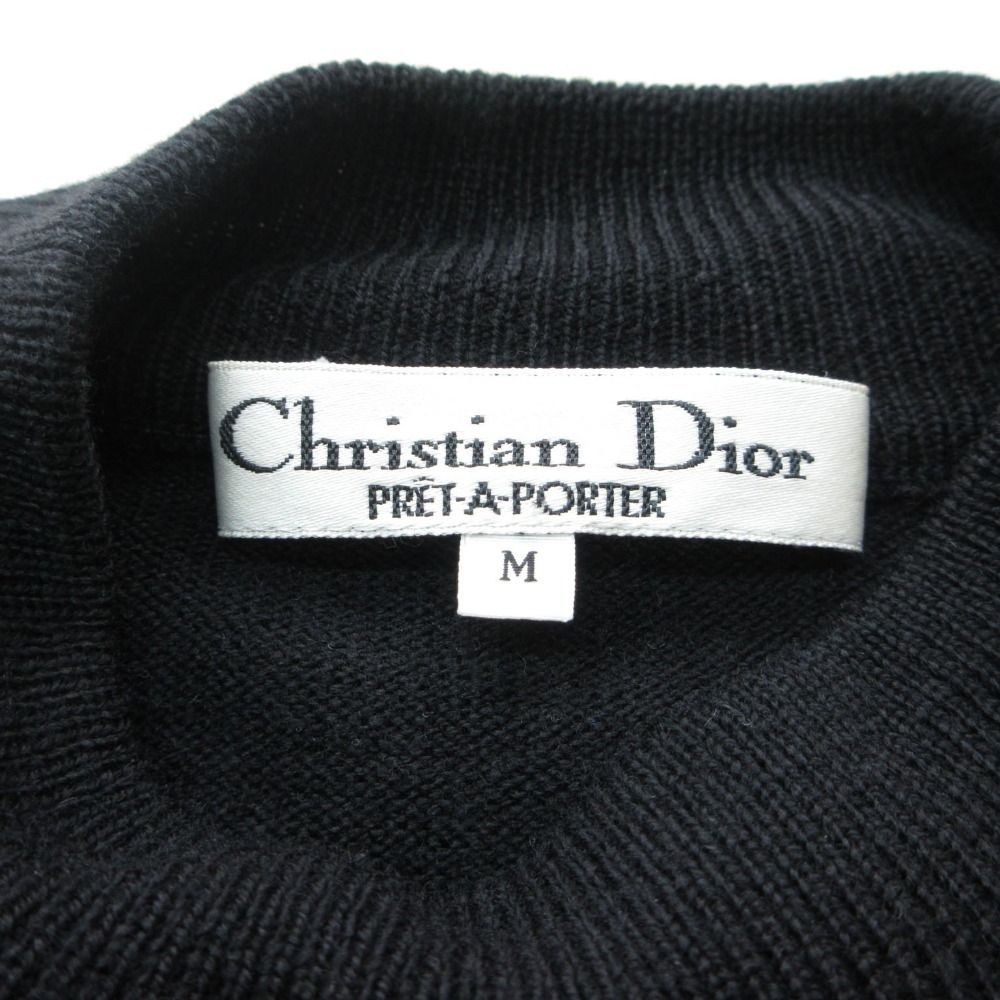 Dior Vintage Knit Sweater Long Sleeve Mock Neck Crest Embroidery Top — view 3