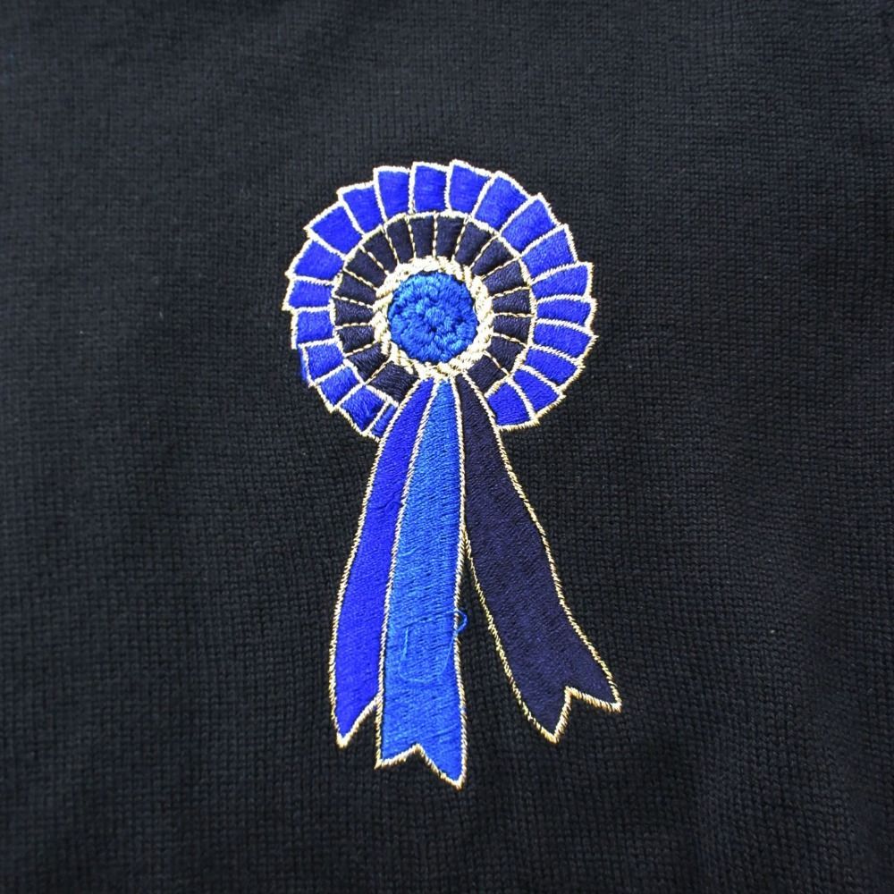 Dior Vintage Knit Sweater Long Sleeve Mock Neck Crest Embroidery Top — view 5