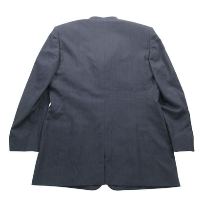 Versace Vintage Gianni Jacket Blue Leather Stand Collar Mao — view 2