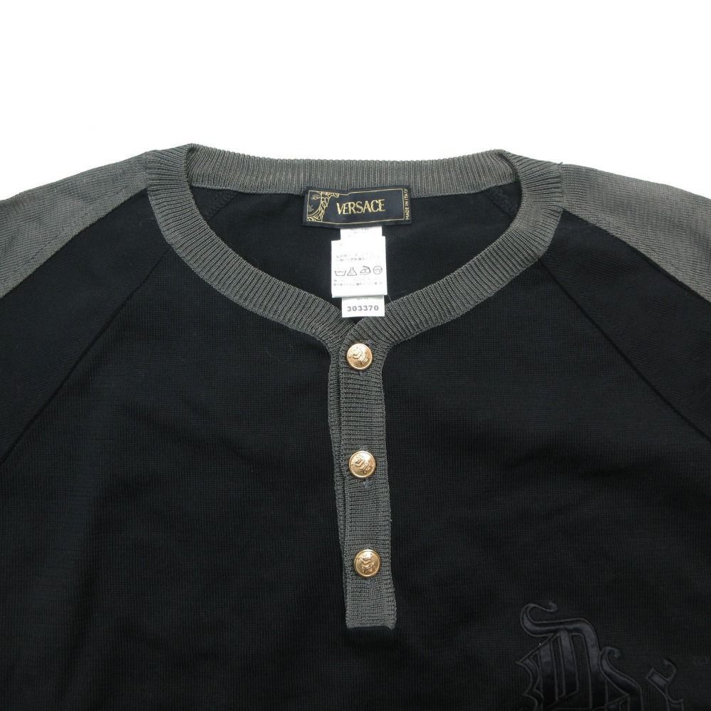 Versace Vintage Henley Neck Knit T-Shirt Short Sleeve Logo — view 3