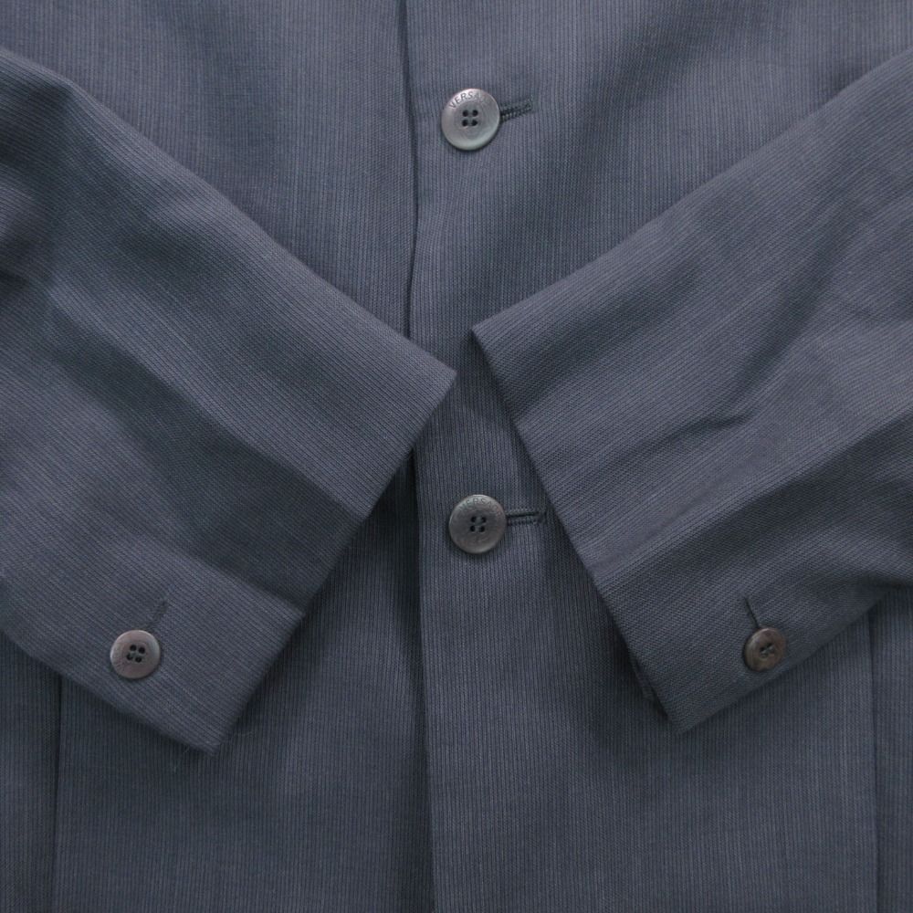 Versace Vintage Gianni Jacket Blue Leather Stand Collar Mao — view 6