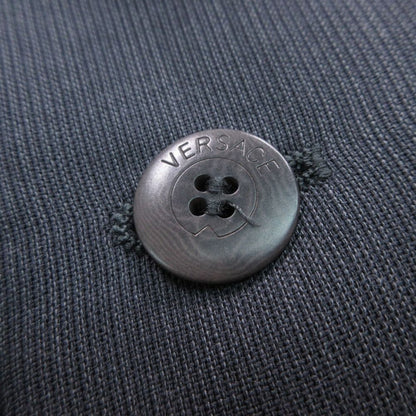 Versace Vintage Gianni Jacket Blue Leather Stand Collar Mao — view 8