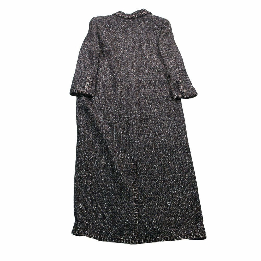 Chanel Tweed Long Coat Brown Black 44 XL — view 2