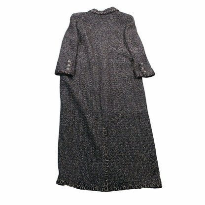 Chanel Tweed Long Coat Brown Black 44 XL — view 2
