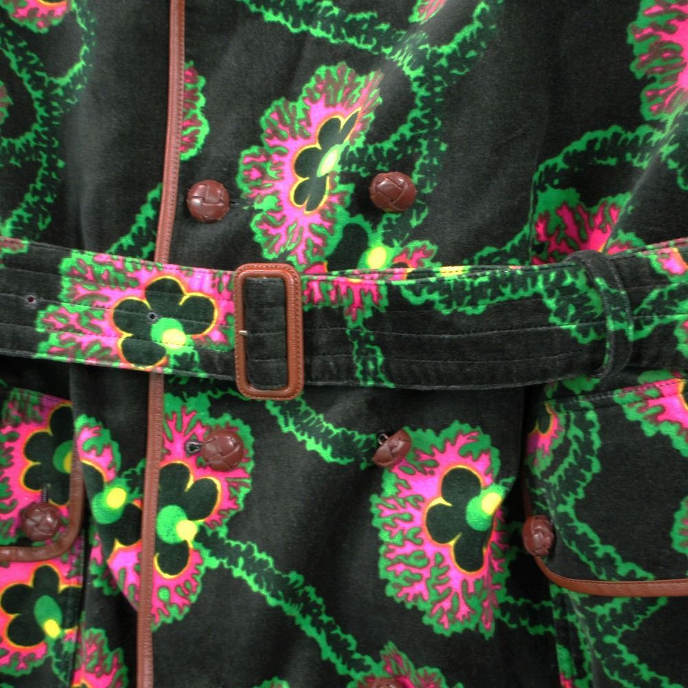 Gucci Kenneth Scott Floral Epi Rogue Velvet Velour Trench Coat Belted 44 — view 5