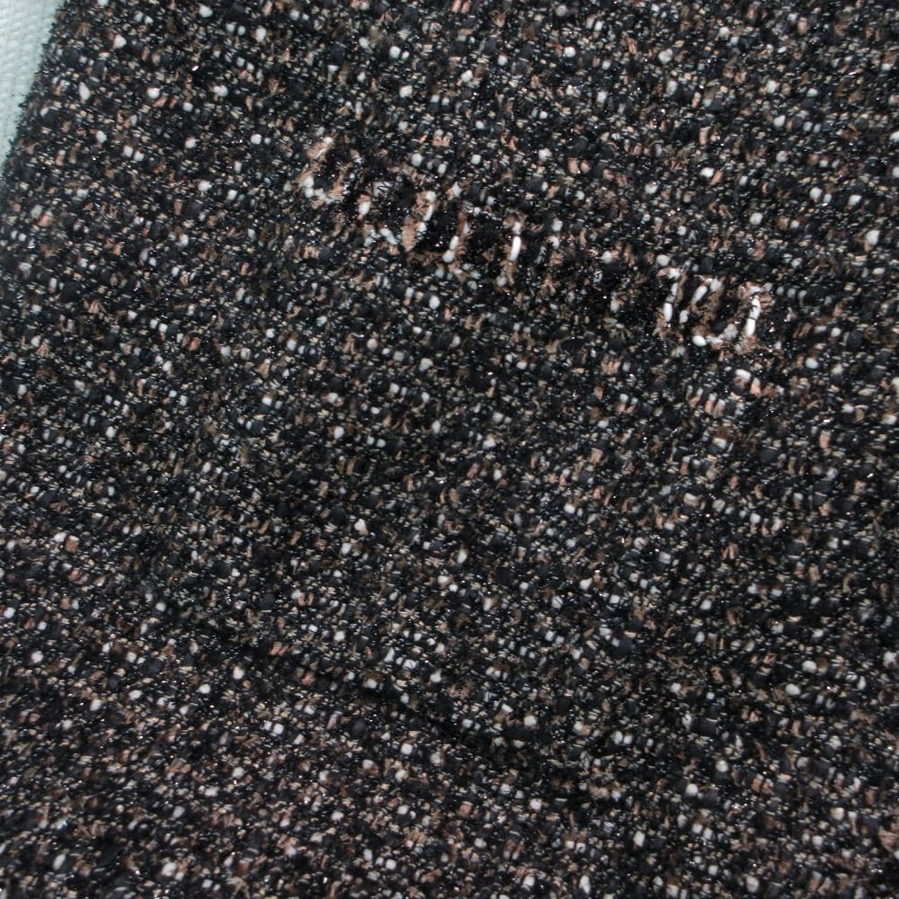 Chanel Tweed Long Coat Brown Black 44 XL — view 6