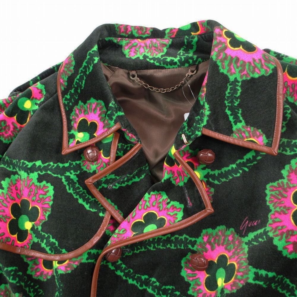 Gucci Kenneth Scott Floral Epi Rogue Velvet Velour Trench Coat Belted 44 — view 7