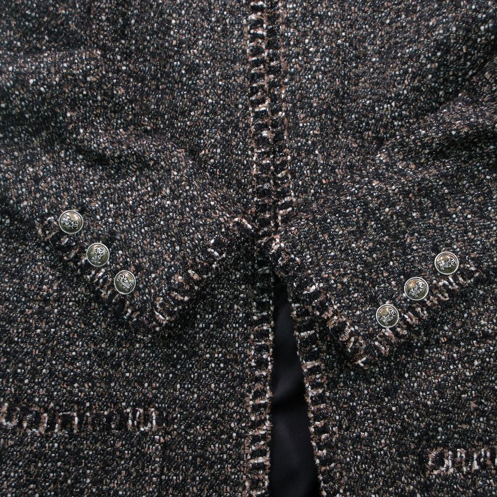 Chanel Tweed Long Coat Brown Black 44 XL — view 5