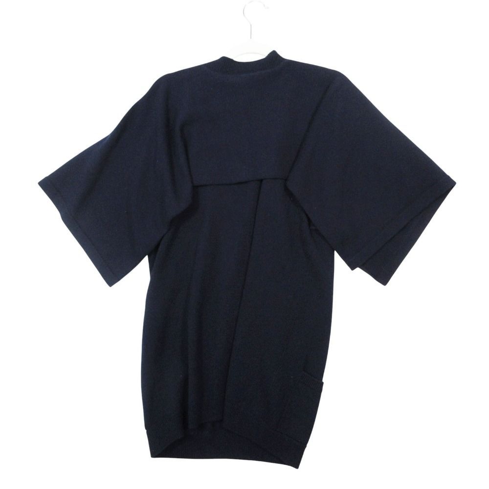 Chanel Cashmere Knit Sweater V-neck Cape Style 40 L Navy — view 2