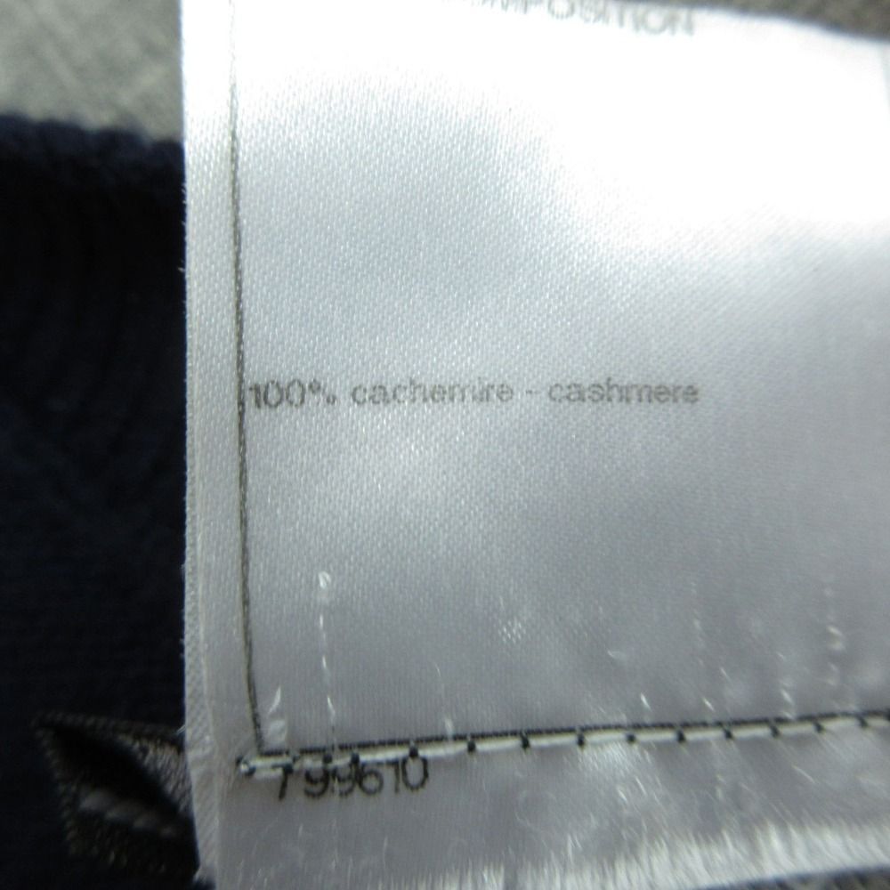 Chanel Cashmere Knit Sweater V-neck Cape Style 40 L Navy — view 4