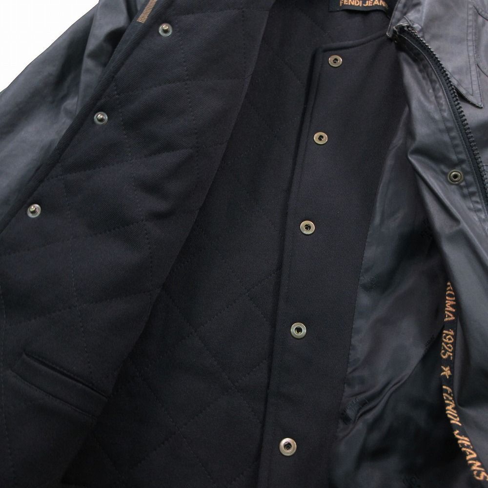 Fendi Coating Stand Collar Coat with Inner Vest Layered Black 40 — view 5