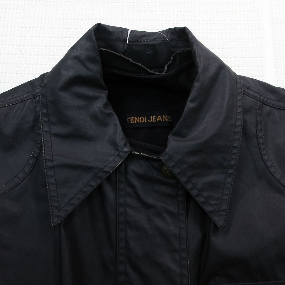 Fendi Coating Stand Collar Coat with Inner Vest Layered Black 40 — view 8